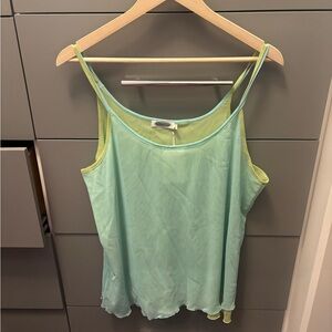 Y2K vintage spaghetti strap tank top light green and blue mesh
